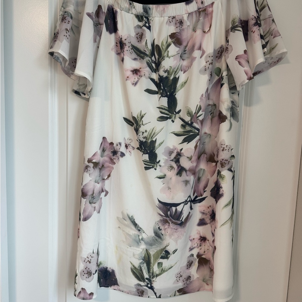 Lulus White Floral Off-Shoulder Dress